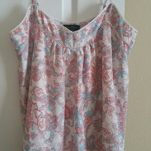 #223 Jessica Simpson Pink/Blue Paisley Tank Medium